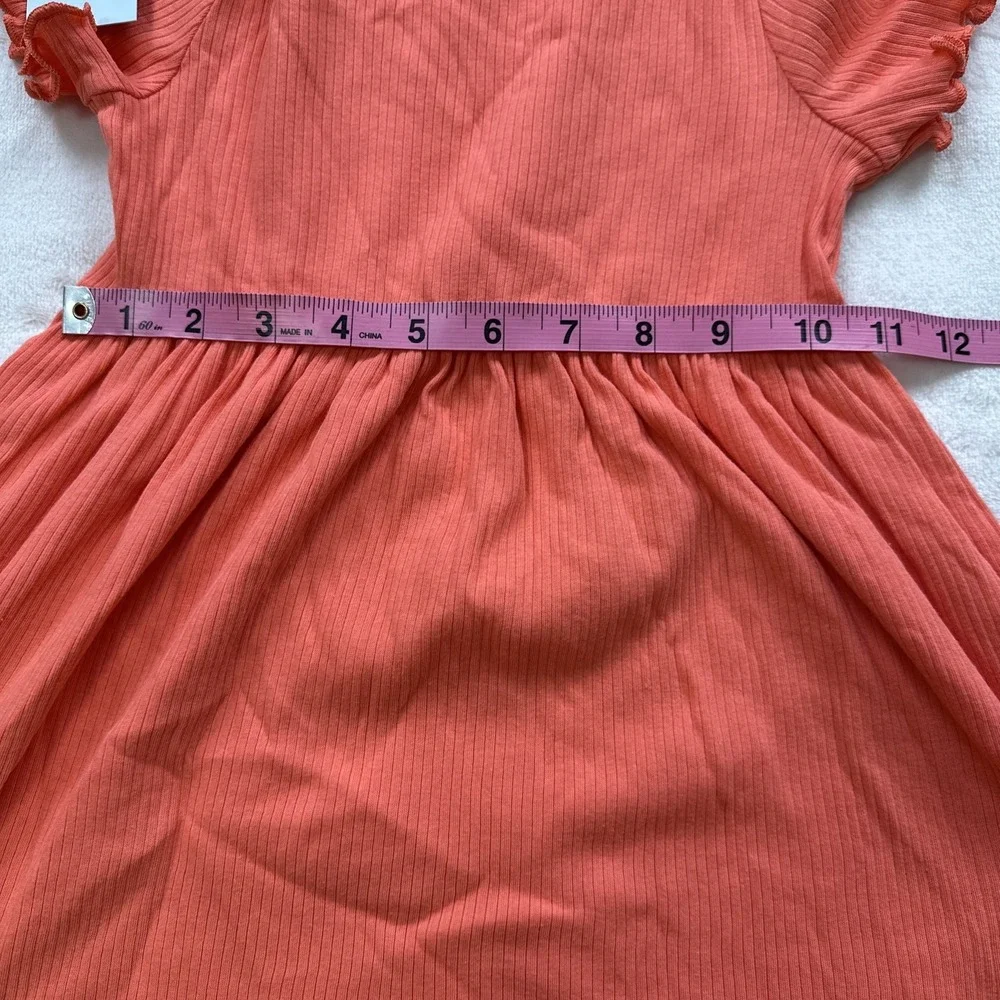 Cat & Jack Dress Toddler Girls Size 5T Coral Ruffle Short Sleeve Ribbed Knit NWT
